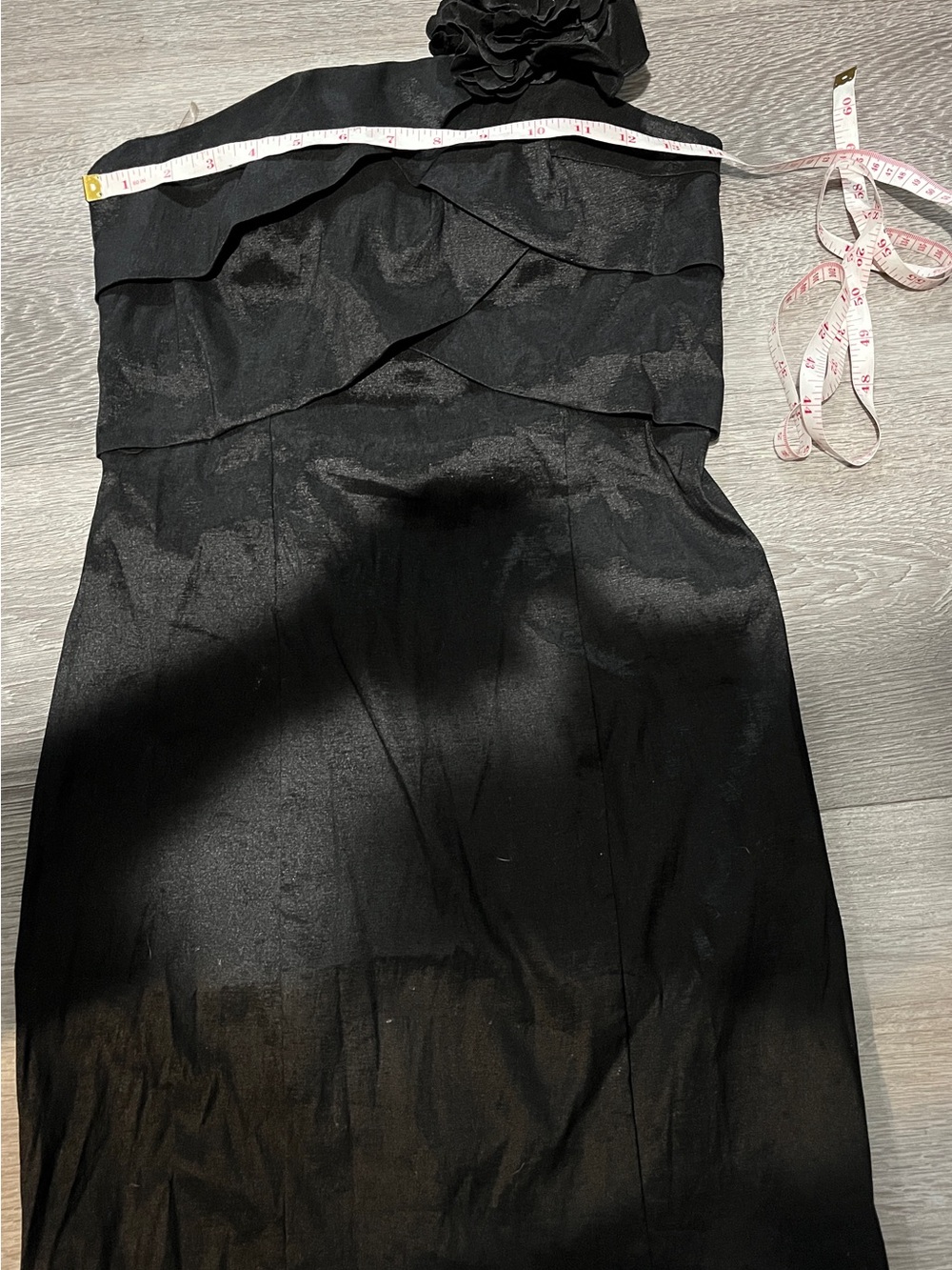 One-Shoulder Black Ruffle Cocktail Dress